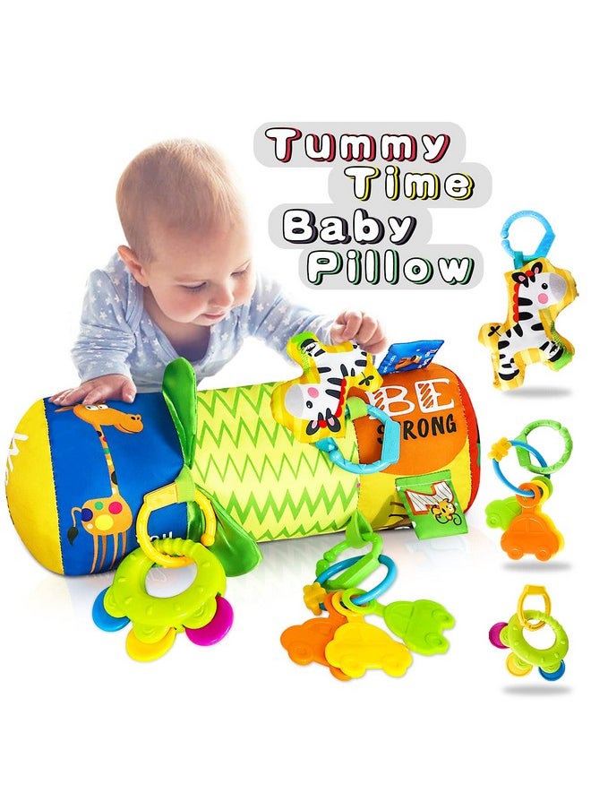 Baby Tummy Time Pillow Toy With Detachable Rattles Crawling Roller Developmental Baby Toys 3-6 Months Baby Toys 6-12 Months Infant Toys 0 3 6 9 12 Months Old Toys For Baby Infants Newborn