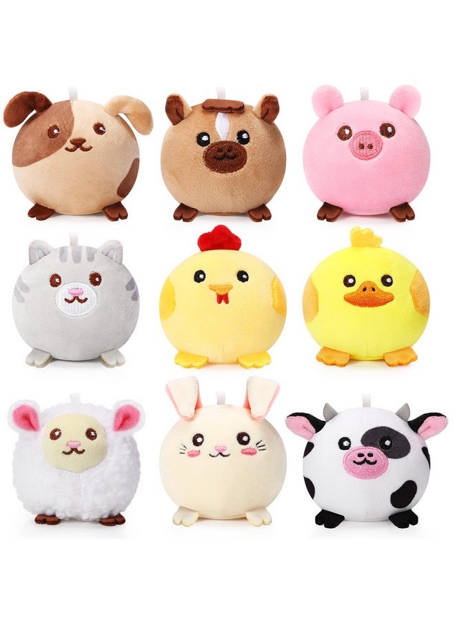 9 Pcs Mini Plush Stuffed Animals Bulk 3.15 Inch Cute Soft Decompress Animals Plush Toys For Kids Baby Shower Birthday Charity Donation Gifts Classroom Prizes(Farm Animals)