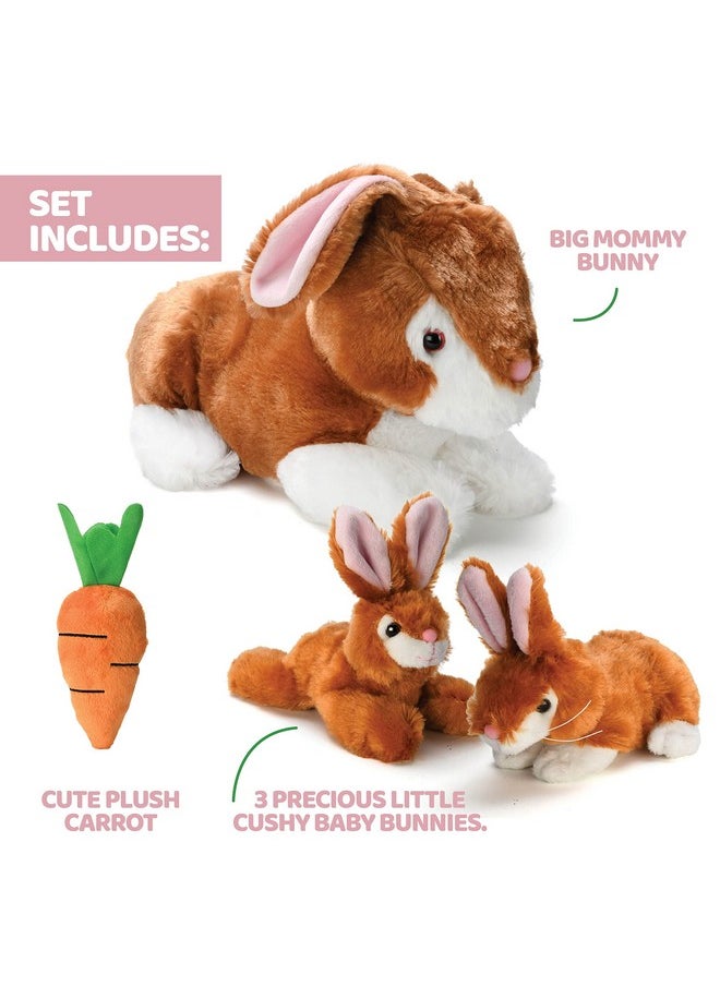 Plush Bunny Rabbit With Zippered Pouch For Little Baby Bunnies, Bunny Stuffed Animal, Easter Bunny Stuffed Animal, Stuffed Animal With Babies Inside - Perfect For Easter Gift And Easter Basket