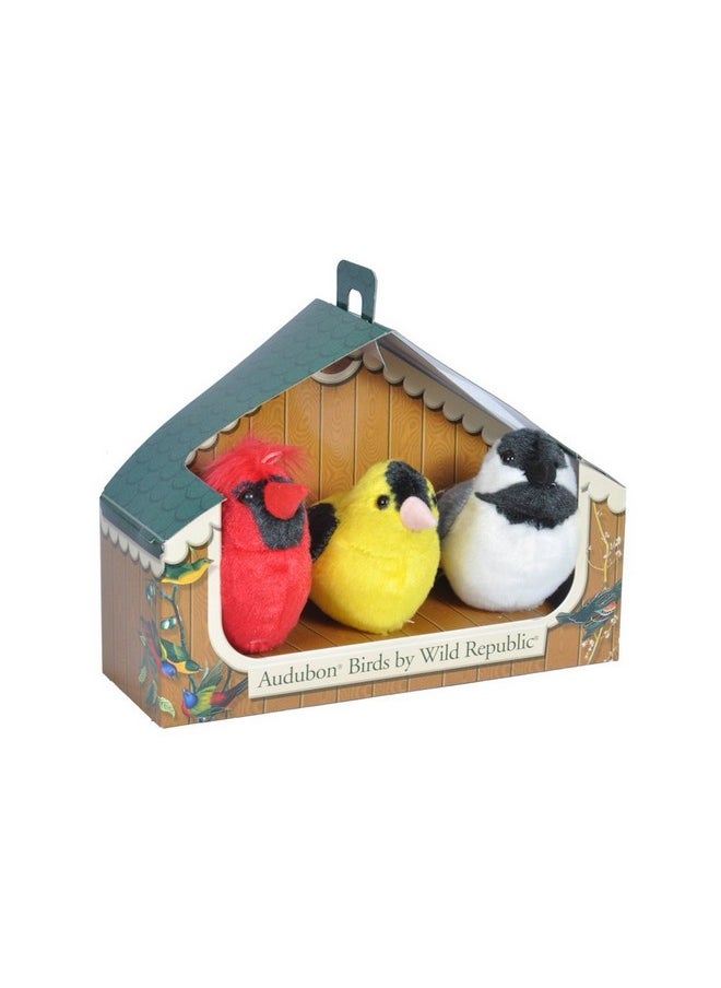 Audubon Birds Collection With Authentic Bird Sounds, Northern Cardinal, American Goldfinch, Chickadee, Bird Toys For Kids And Birders 3 Count (Pack Of 1)