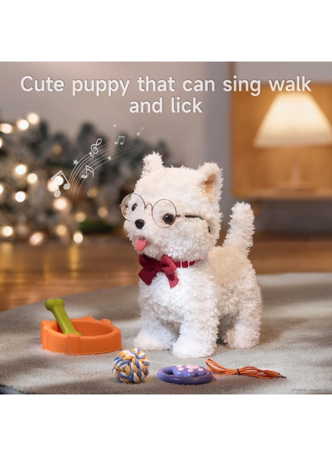 Electronic Dog Toy Pet, Remote Control And Voice Control Interactive Plush Puppy Toy With Walking, Barking, Tongue Licking, Tail Wagging, Walking Dog Toy For Age 3+ Kids