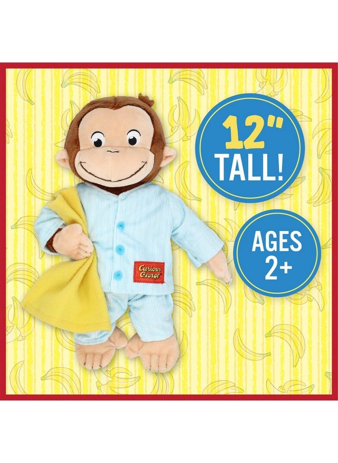 Curious George In Pajamas Monkey Stuffed Animal Plush Toys Soft Cute Cuddle Plushie Gifts For Baby And Toddler Boys And Girls - 12