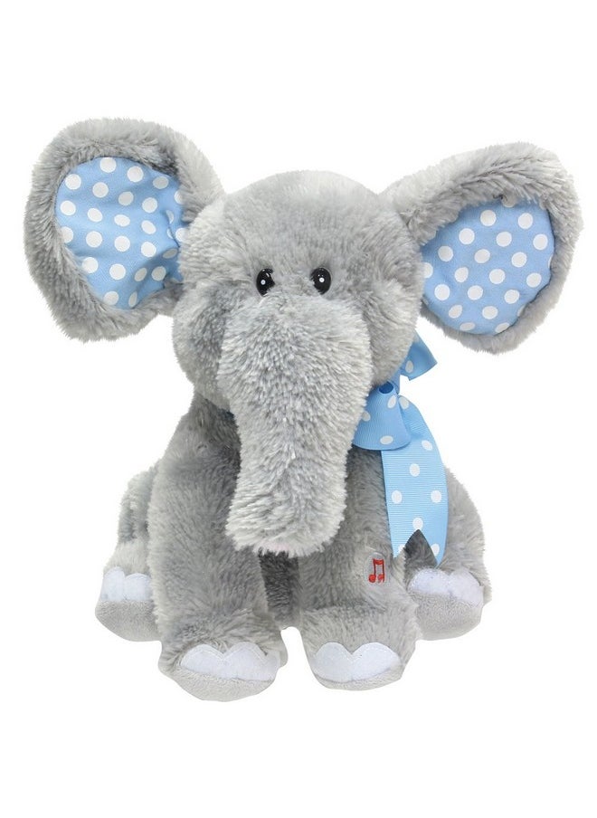Elliot The Elephant - Animated Musical Blue Polka Dotted Stuffed Animal Plush Toy Sways, Flaps Floppy Ears, And Sings Do Your Ears Hang Low, 12