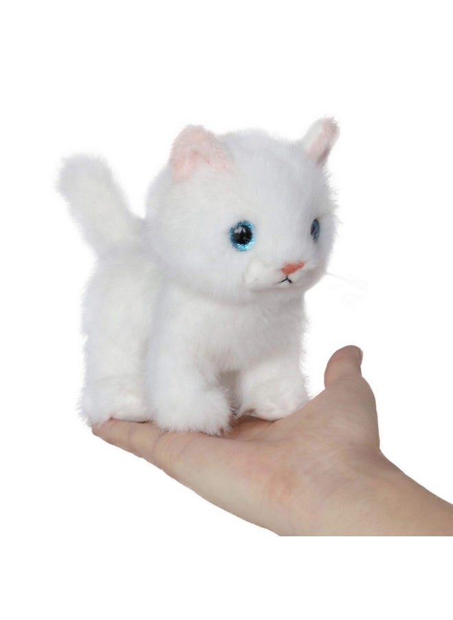 Fluffy Little Cat Stuffed Animal Small Plush Toy 6 Inches (White)