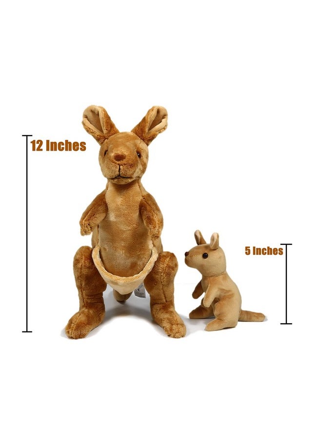 Kangaroo Stuffed Animal With Removable Joey Plush Toy,12 Inches