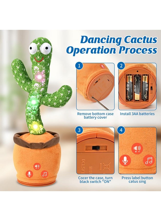 Dancing Talking Cactus Toy For Baby Toddler, Boys Girls Gifts Singing Mimicking Cactus Toy Recording Repeating What You Say Cactus Baby Toy With 120 English Songs