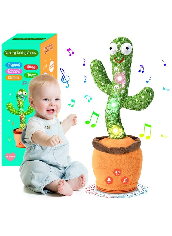 Dancing Talking Cactus Toy For Baby Toddler, Boys Girls Gifts Singing Mimicking Cactus Toy Recording Repeating What You Say Cactus Baby Toy With 120 English Songs