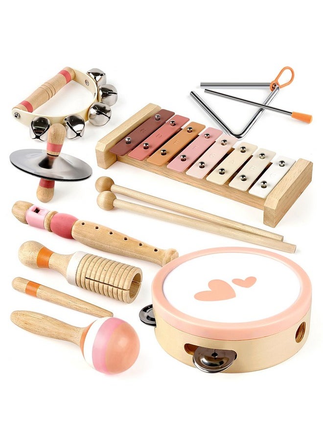 Musical Toys For 1 Year Old Girls Gifts - 8 In 1 Musical Instruments For Toddlers 1-3 - One First Christmas Birthday Gifts For Toddlers Ages 0-2 - Wooden Montessori Toy For Babies 6-12-18 Months