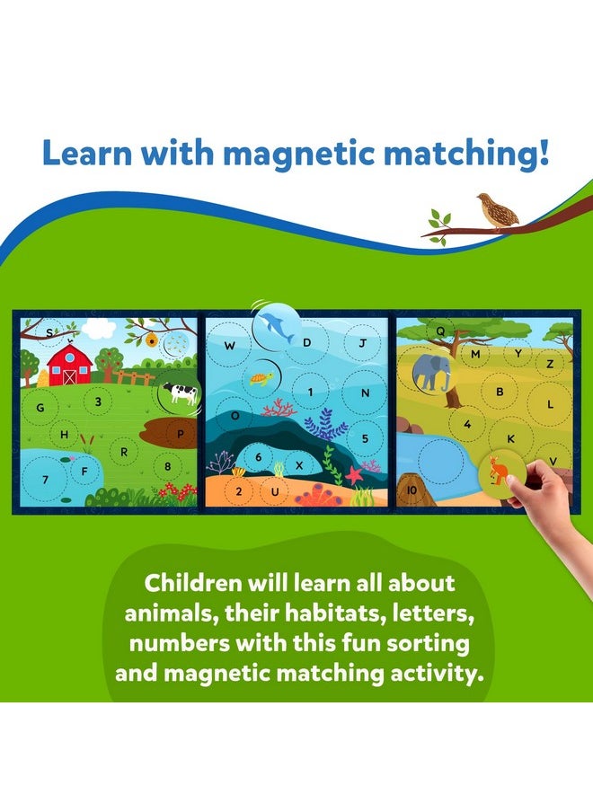 Magnetic Matching Activity - Letters, Numbers & Animals, Preschool Learning Toy & Game For Kids, 35+ Magnetic Pieces, Gifts For Boys & Girls Ages 3, 4, 5, 6