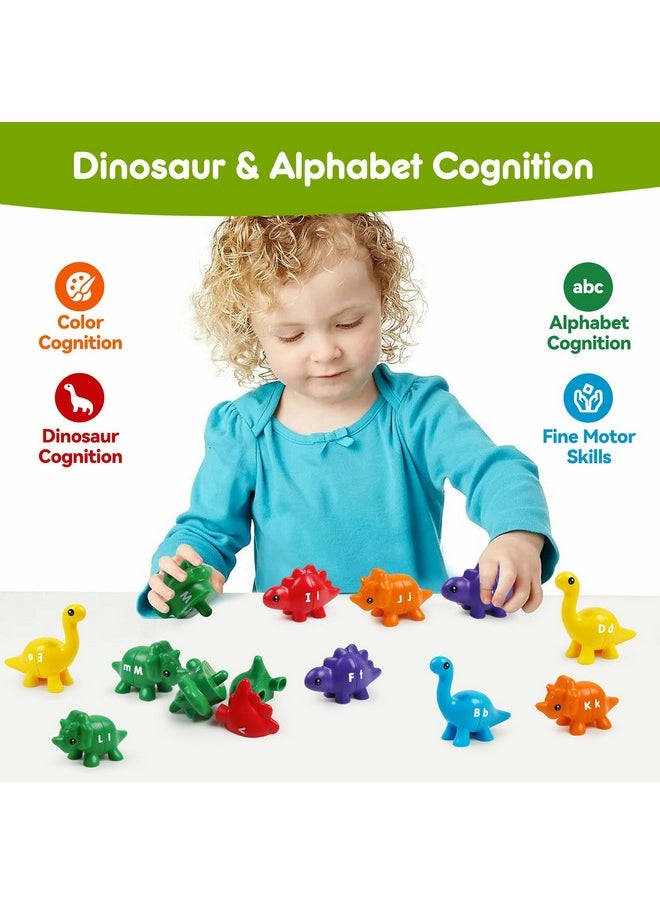 Matching Letters Fine Motor Toys,13 Pcs Double-Sided Dinosaur Toy Abc 26 Letters Alphabet Match Game With Uppercase Lowercase Classroom Toys For 3 4 5 Toddlers Boys Girls