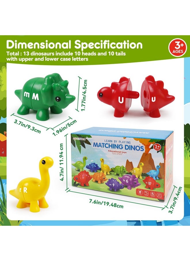 Matching Letters Fine Motor Toys,13 Pcs Double-Sided Dinosaur Toy Abc 26 Letters Alphabet Match Game With Uppercase Lowercase Classroom Toys For 3 4 5 Toddlers Boys Girls