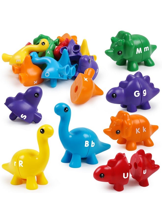 Matching Letters Fine Motor Toys,13 Pcs Double-Sided Dinosaur Toy Abc 26 Letters Alphabet Match Game With Uppercase Lowercase Classroom Toys For 3 4 5 Toddlers Boys Girls