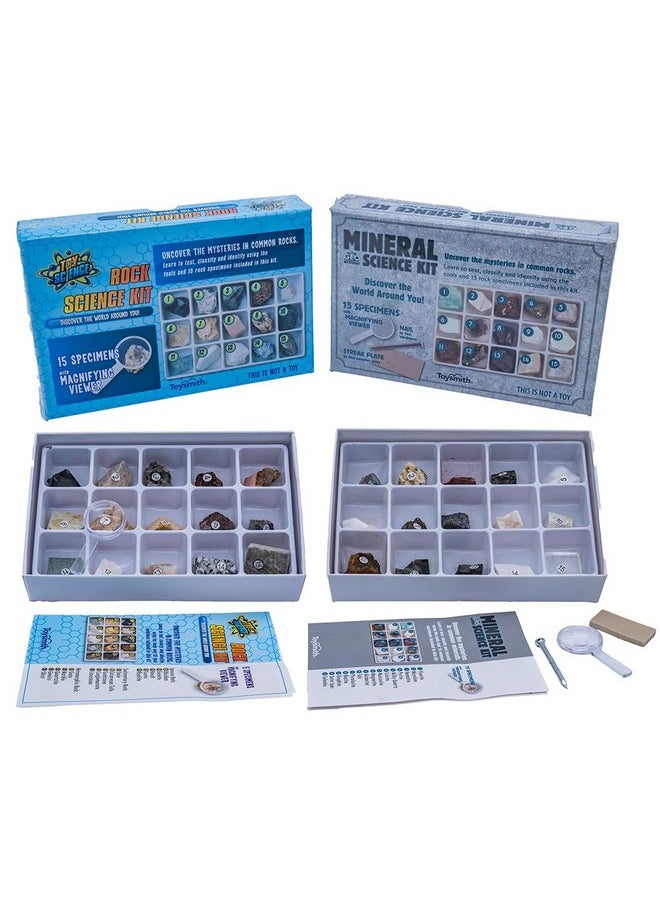 Stem Rock & Mineral Science Kit For Kids - 30 Geology Specimens With Magnifying Viewer, Identification Guide & Testing Tools - Educational Toy For Young Geologists, Ages 8+