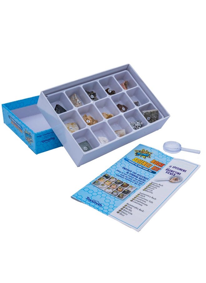 Stem Rock & Mineral Science Kit For Kids - 30 Geology Specimens With Magnifying Viewer, Identification Guide & Testing Tools - Educational Toy For Young Geologists, Ages 8+