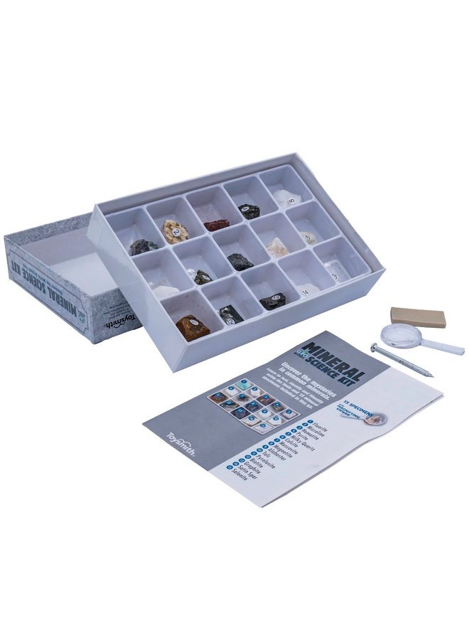 Stem Rock & Mineral Science Kit For Kids - 30 Geology Specimens With Magnifying Viewer, Identification Guide & Testing Tools - Educational Toy For Young Geologists, Ages 8+