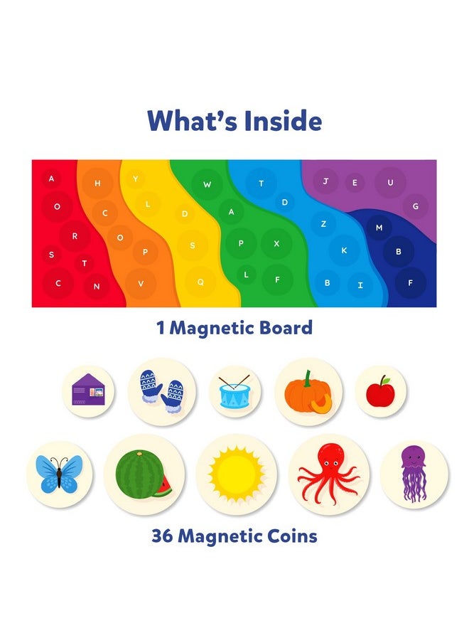 Magnetic Matching Activity - The Alphabet Rainbow, Preschool Learning Toy & Game For Kids, 35+ Magnetic Pieces, Gifts For Girls & Boys Ages 3, 4, 5, 6