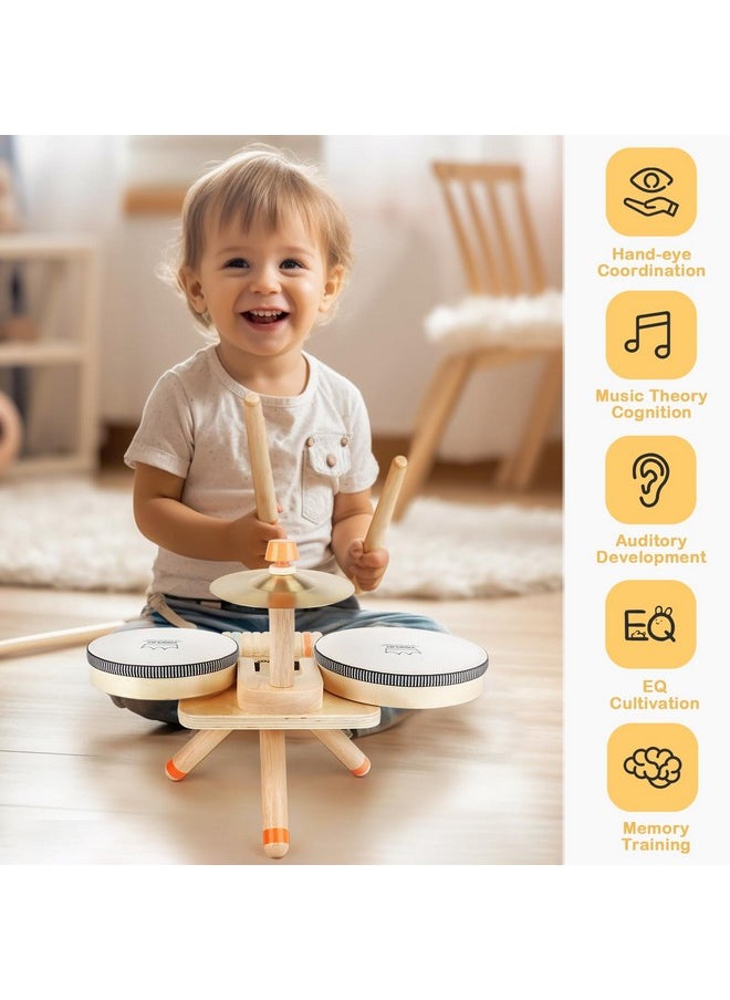 Montessori Toys For 1 Year Old Girls Gifts, Baby Drum Set For Toddlers 1-3, Wooden Musical Toys Babies 6-12-18 Months, Musical Instruments Toys For 1 2 Year Old Boys First Birthday Gifts