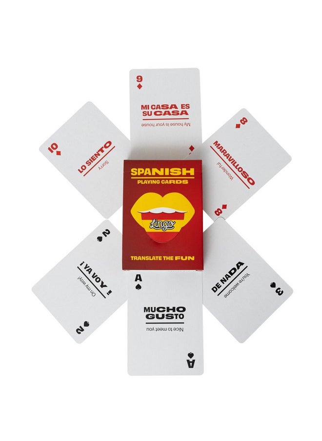 Sh Lingo Playing Cards | Travel Flashcards | Learn Spanish Vocabulary In A Fun & Easy Way | 52 Essential Translations