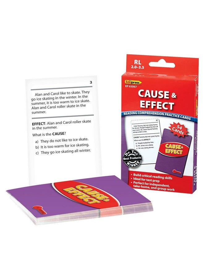 (Ep-3067) Reading Comprehension Practice Cards, Cause & Effect, Red Level