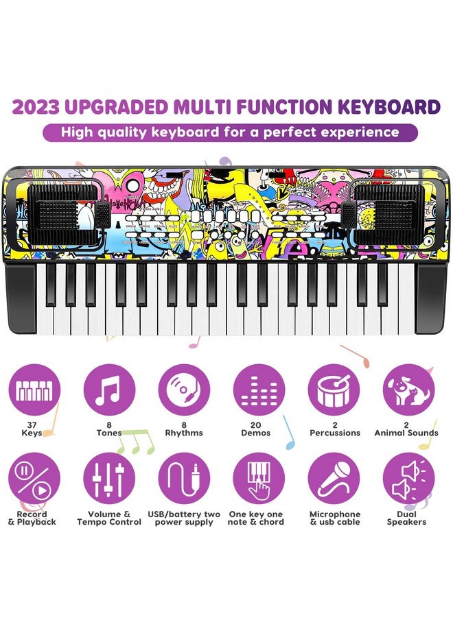 Piano Keyboard For Kids, Piano For Kids Music Keyboards 37 Keys Electronic Pianos With Music Book Bracket Musical Toys For Toddlers Kids Beginners 3-8 Years Old Girls Boys