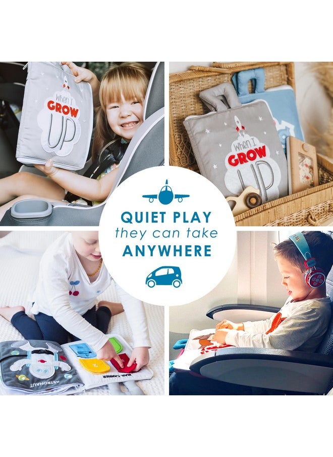 Quiet Book Fabric Busy Book For Toddlers 3-5 - Airplane Toddler Travel Toys For Kids - Montessori Toy Preschool Activity Books - Fun And Educational For Toddlers