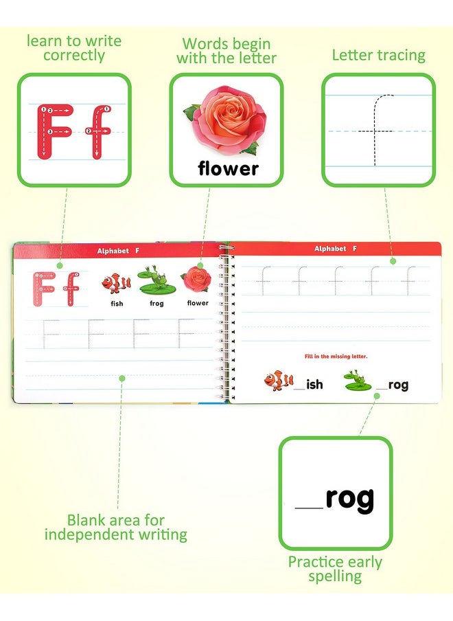 Learn To Write Workbook, Numbers Letters Practicing Book, Abc Alphabet Sight Words Handwriting Educational Montessori Toy For Home Classroom Kindergarten Preschool Kids