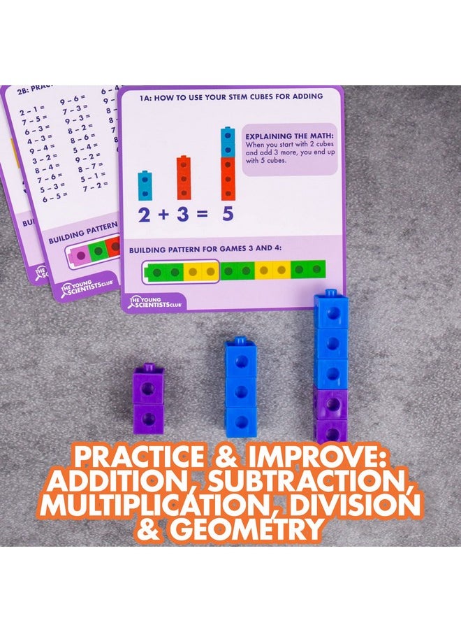 Stem Cubes, Build, Learn & Create With 100+ Math Cubes Manipulatives, 4-In-1 Educational Games, Math Cubes For Kids Ages 4-8, Awesome Learn Through Play Toys