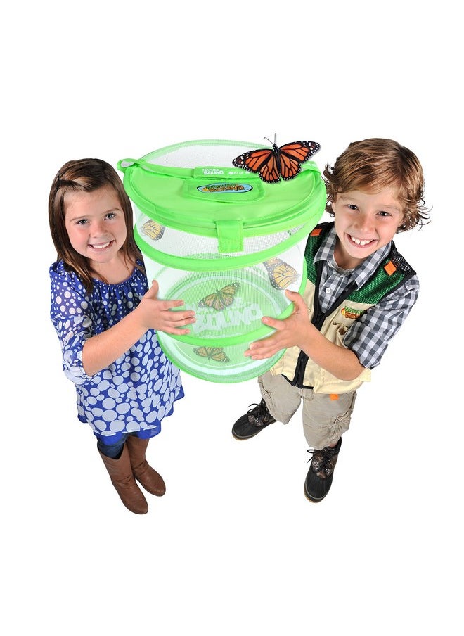 Butterfly Growing Kit - Live Caterpillar To Butterfly Project For Kids - Includes Voucher For Caterpillars, Green Pop-Up Enclosure, And Stem Learning Guide (Original Design)