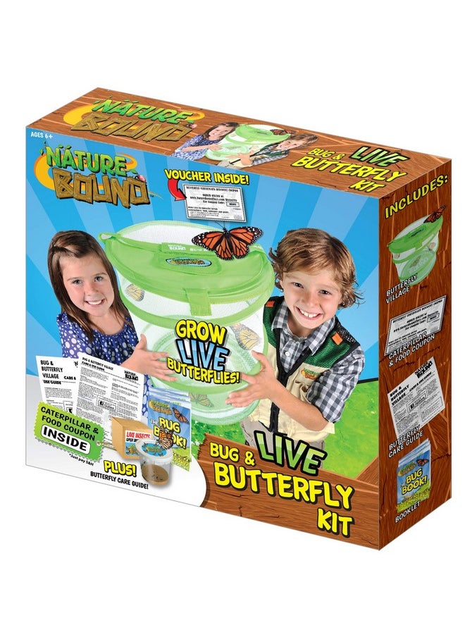Butterfly Growing Kit - Live Caterpillar To Butterfly Project For Kids - Includes Voucher For Caterpillars, Green Pop-Up Enclosure, And Stem Learning Guide (Original Design)