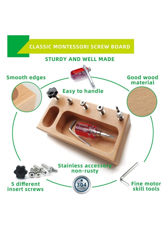 Montessori Screw Driver Board For Kids Montessori Materials Basic Skills Educational Learning Toys For 3 4 5 Year Old Kids Toddlers Sensory Montessori Toy Preschool Classroom Fine Motor Skills