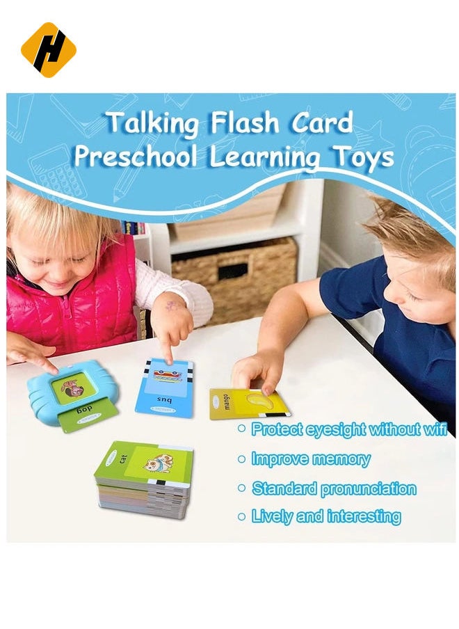 Talking Flash Cards Educational Toys - Talking Flashcards Learning Toys for Toddlers - Montessori Toys Flash Cards for Age 2 3 4 5 6 - Blue