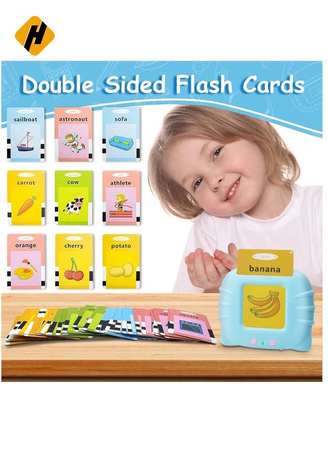 Talking Flash Cards Educational Toys - Talking Flashcards Learning Toys for Toddlers - Montessori Toys Flash Cards for Age 2 3 4 5 6 - Blue