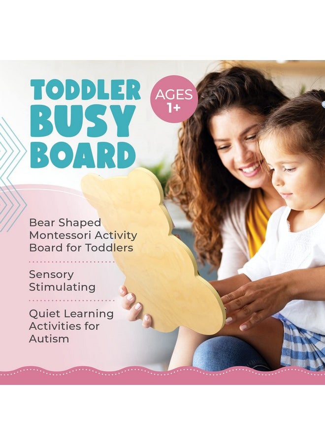 Busy Board For Toddlers - Activity Board Bear Shaped Montessori Toys For Kids - Sensory Stimulating Car & Airplane Travel Toys For Toddlers, Quiet Learning Activities For Autism