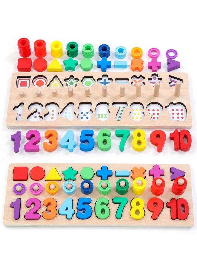 Wooden Montessori Toys For Kids Toddler Number Puzzles Sorter Counting Shape Stacker Stacking Game Preschool Toys For Boy Girl Learning Education Math Blocks 1 Year Old Girl Gifts And Beyond