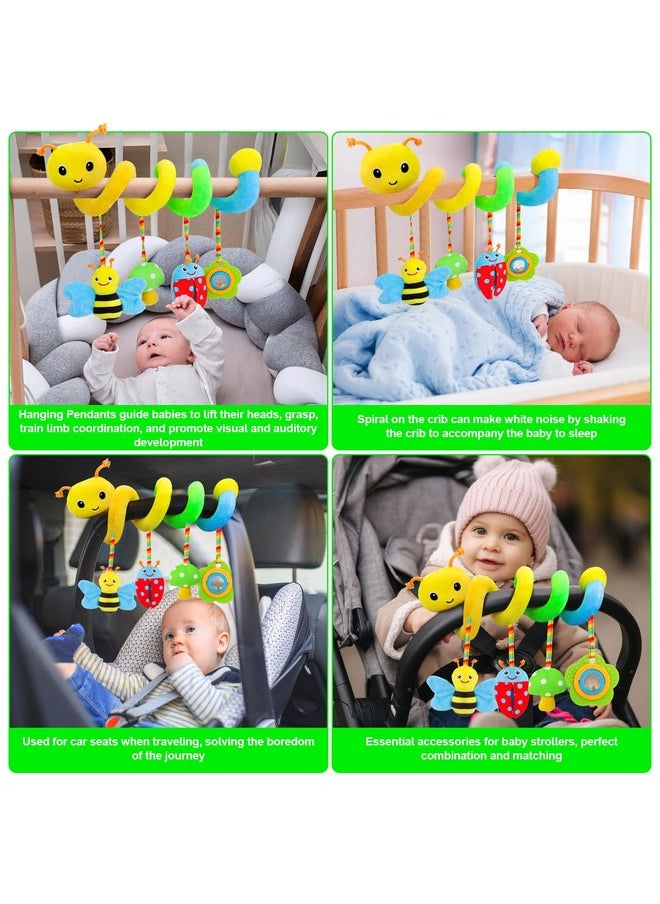 Car Seat Toys For Babies 0-6 Months Upgraded Version Spiral Car Seat & Stroller Activity Toy, Soft Plush Hanging Toys With Rattles, Best Gift For Ages 0 And Up