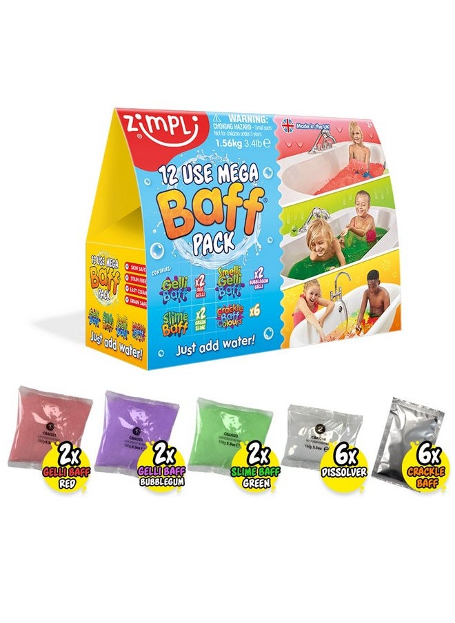 Value Baff Pack From Zimpli Kids, 4 X Gelli Baff, 2 X Slime Baff & 6 X Crackle Baff, Children'S Sensory & Bath Toy, Birthday Presents For Boys & Girls, Certified Biodegradable Gift
