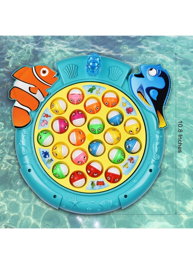 Magnetic Fishing Games Set - Fun And Educational Fishing Toys For Toddlers And Kids, Includes 21 Fish, 4 Poles, Rotating Board, And On-Off Music, Perfect Fish Toy For Go Fish Fun