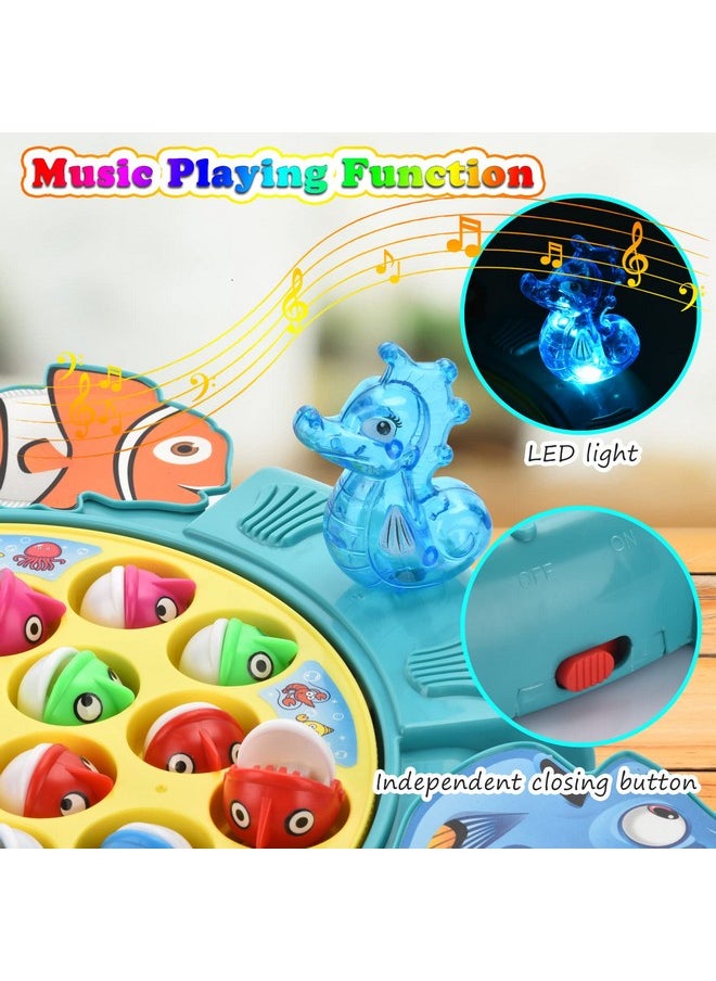 Magnetic Fishing Games Set - Fun And Educational Fishing Toys For Toddlers And Kids, Includes 21 Fish, 4 Poles, Rotating Board, And On-Off Music, Perfect Fish Toy For Go Fish Fun