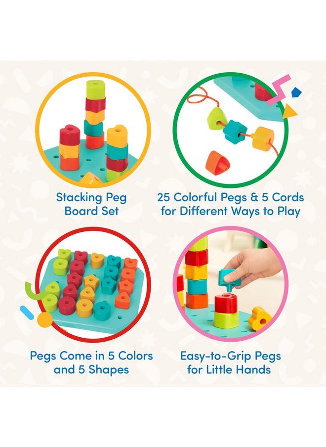 - Toddler Peg Board - Stacking Peg Board Set - Fine Motor Skills Toy - Therapy Toy, 31 Pcs - 2 Years + - Count & Match Pegboard