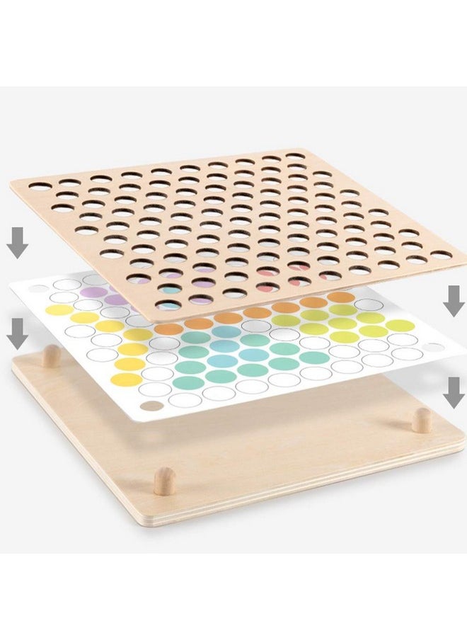 3 In 1 Toddler Board Games-Color Sorting, Math Counting And Montessori Puzzle Jigsaw -Fine Motor Toys With Rainbow Beads, Cups, Kids Tweezers, Spoon & Chopsitcks, Montessori Toys For 3 Year Old+