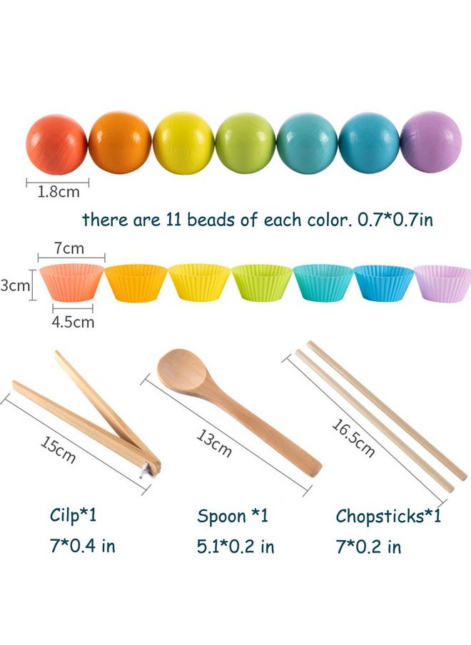 3 In 1 Toddler Board Games-Color Sorting, Math Counting And Montessori Puzzle Jigsaw -Fine Motor Toys With Rainbow Beads, Cups, Kids Tweezers, Spoon & Chopsitcks, Montessori Toys For 3 Year Old+
