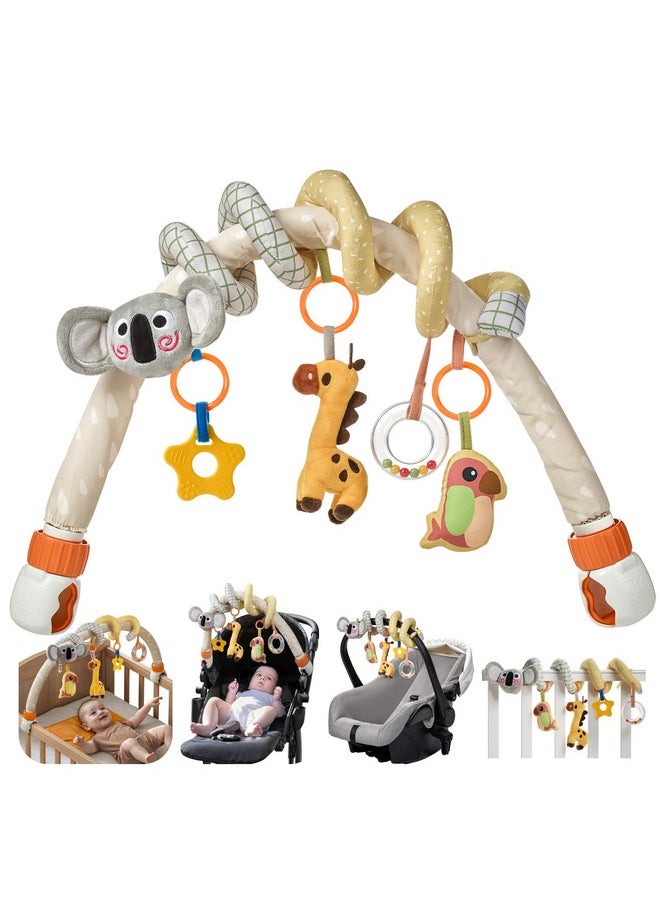 2 In 1 Spiral Car Seat Toys Arch Stroller Toy Baby Hanging Toys With Clip Adjustable Detachable Sensory Travel Crib Bouncer Bassinet Activity Toys For Babies 0 3 6 9 12 24 Months