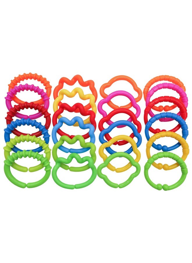 Baby Links Rings, Baby Toys Links, Hanging Stroller Ring Toy,Connecting Baby Rings Toy Links For Car Seat Toy For Baby Stroller 24 Pcs, Ages 0 Months Plus,Travel Accessory Set (Multicolor)