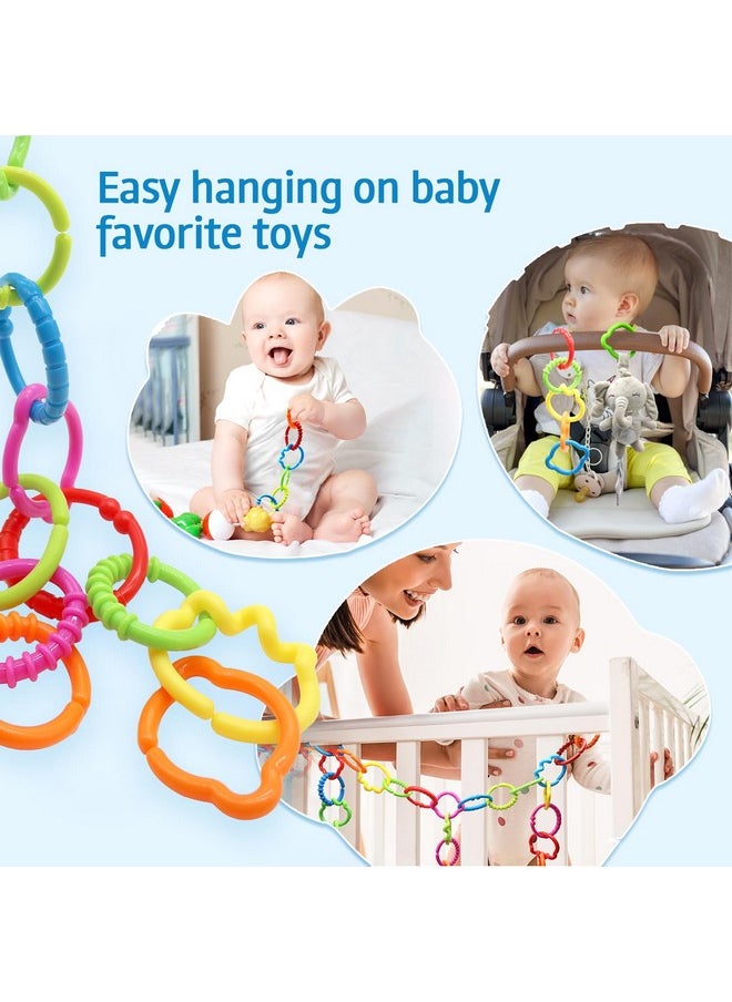 Baby Links Rings, Baby Toys Links, Hanging Stroller Ring Toy,Connecting Baby Rings Toy Links For Car Seat Toy For Baby Stroller 24 Pcs, Ages 0 Months Plus,Travel Accessory Set (Multicolor)