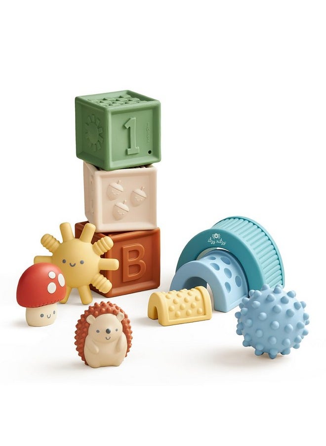 Sensory Blocks Set - Baby Building Blocks 10-Piece Set - Baby Blocks Feature Soft Blocks & Textured Characters - Sensory Toy For Babies & Toddlers Aged 0 Months And Up