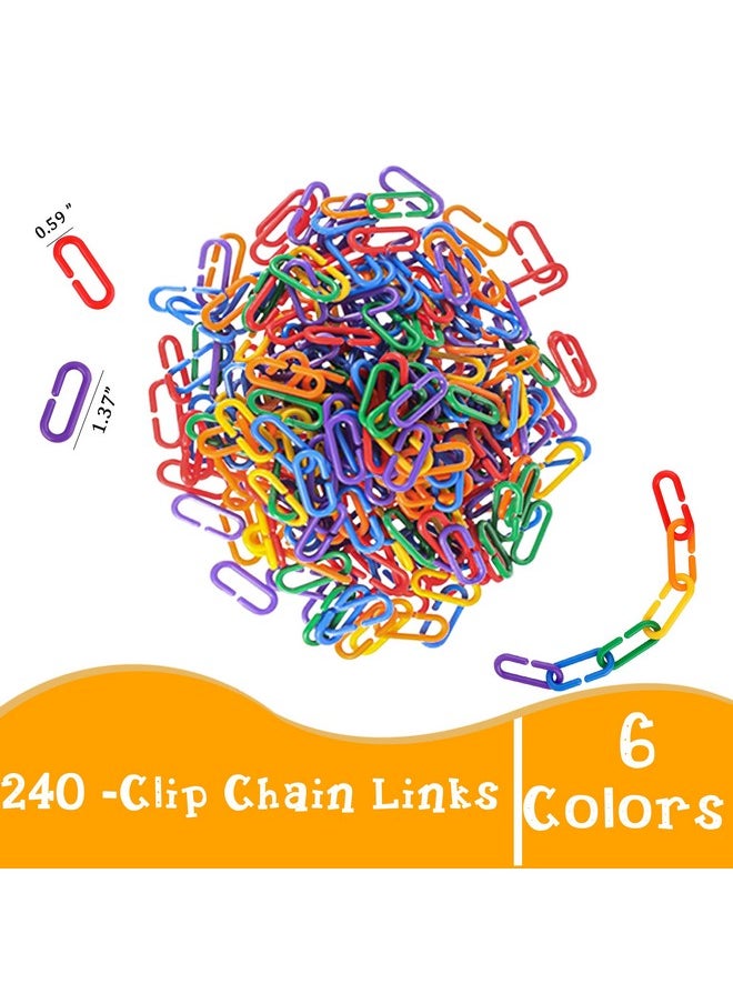 Chain Link Math Manipulatives - 240 C-Clip Chain Links & 20 Ice Cream Cards For Counting & Linking Math Games - Learning Resources For Kindergarten Sensory Bin