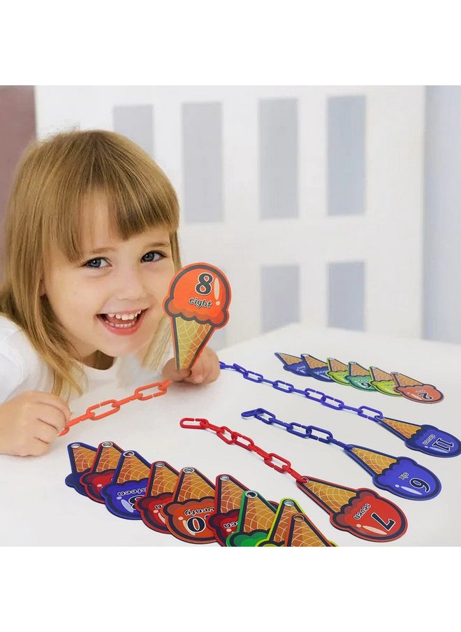 Chain Link Math Manipulatives - 240 C-Clip Chain Links & 20 Ice Cream Cards For Counting & Linking Math Games - Learning Resources For Kindergarten Sensory Bin