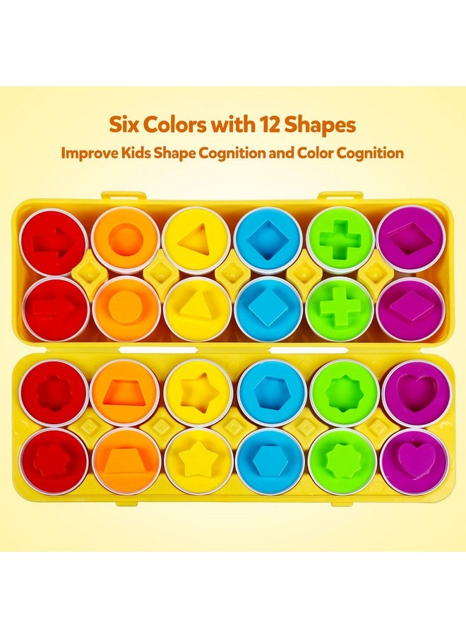 Matching Eggs Color Shape Recoginition Sorter Puzzle Travel Bingo Game Easter Baskets Stuffers Montessori Learning Educational Fine Motor Skill Toy For 3 4 5 Year Old