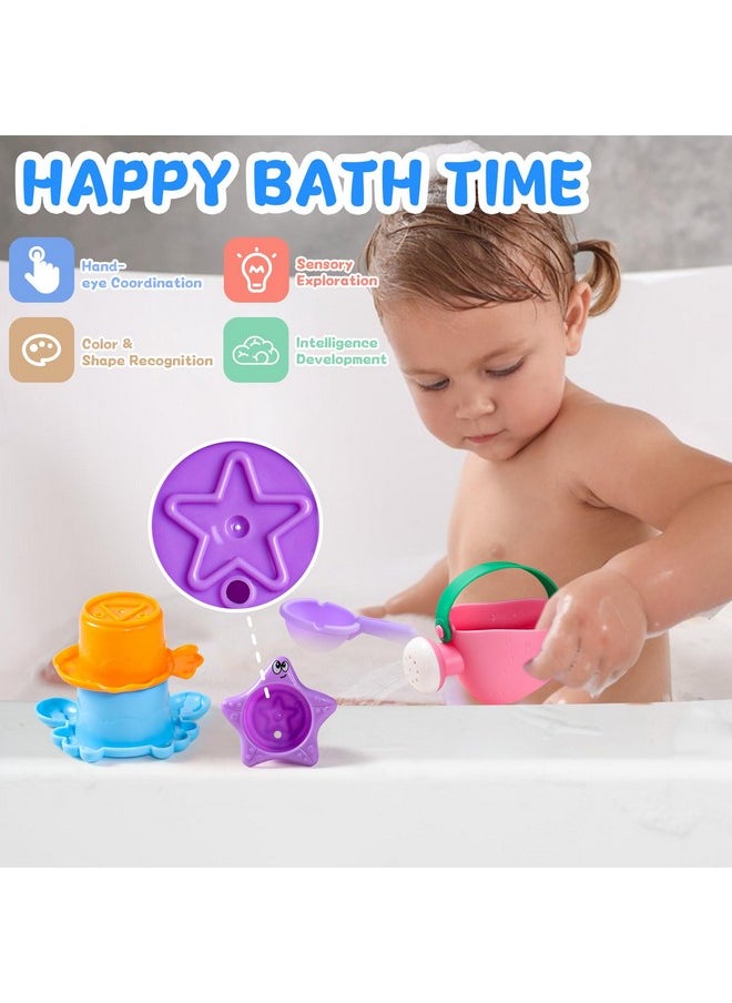 Baby Bath Toys For Kids Ages 1-3 5 Pcs Mold Free Toddler Bath Toys For 2-4 Bathtub Water Toys Christmas Baby Gifts (Color Random)