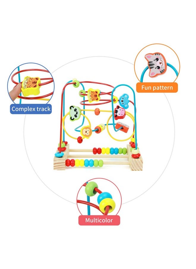 Bead Maze Toy For Toddlers Wooden Bead Toys Colorful Roller Coaster Preschool Educational Toys For Kids Classic Birthdday Gift For Toddlers Baby Infant Boys Girls…